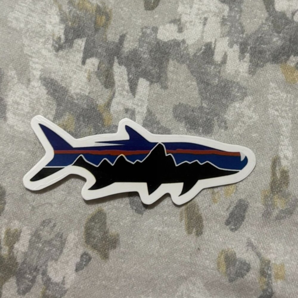 Patagonia Tarpon Fitz Roy Blue Black Mountain Adventure Outdoor Decal Sticker